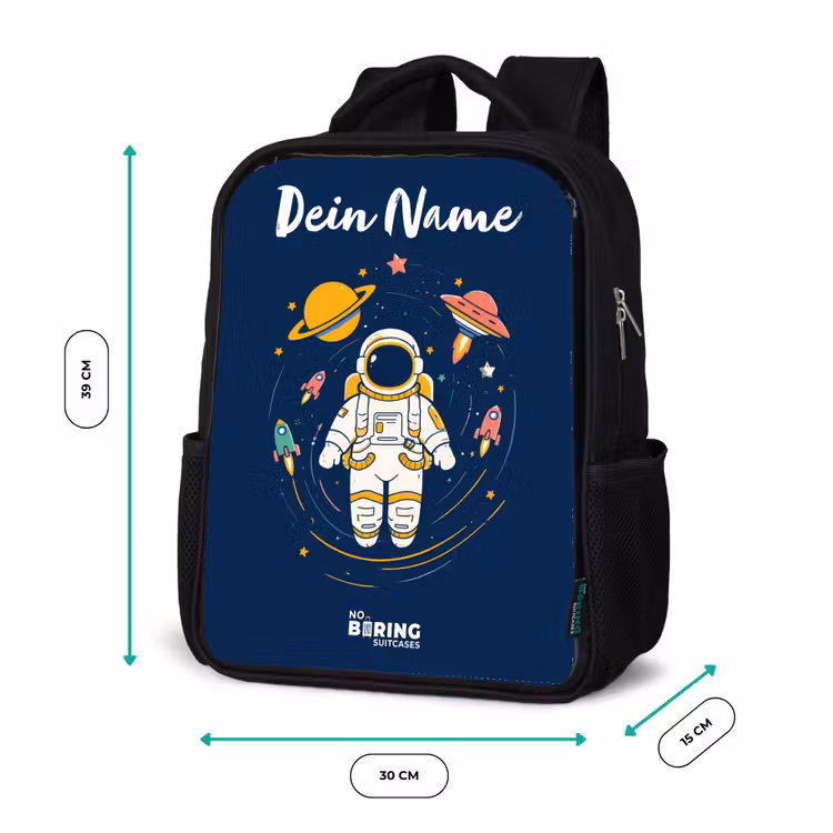 Astronaut - Planeet - Sterren - Raket Rugzak - Zwart middel -productfoto_formaten