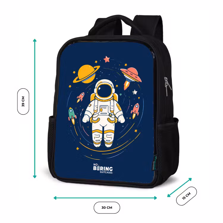 Astronaut - Planeet - Sterren - Raket Rugzak - Zwart middel -productfoto_formaten