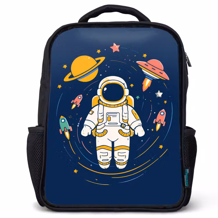 Astronaut - Planeten - Raket Rugzak - Zwart middel -3d