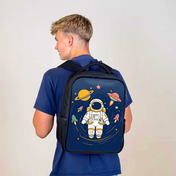 Astronaut - Planeten - Raket Rugzak - Zwart middel -sfeer8