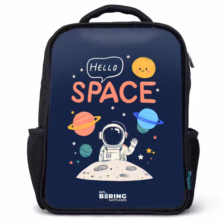 Astronaut - Quote - Planeten - Sterren Rugzak - Zwart middel -3d