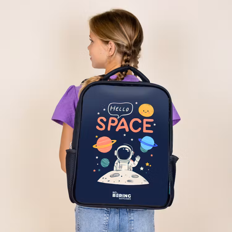Astronaut - Quote - Planeten - Sterren Rugzak - Zwart middel -sfeer5