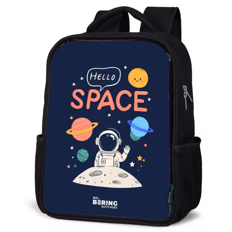 Astronaut - Quote - Planeten - Sterren Rugzak - Zwart middel -schuin