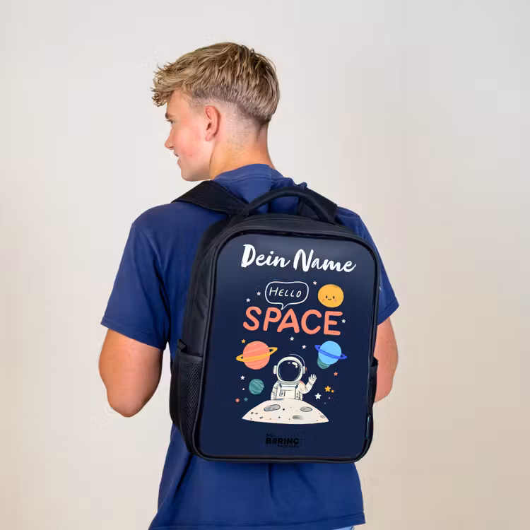Astronaut - Quote - Planeten - Sterren Rugzak - Zwart middel -sfeer8