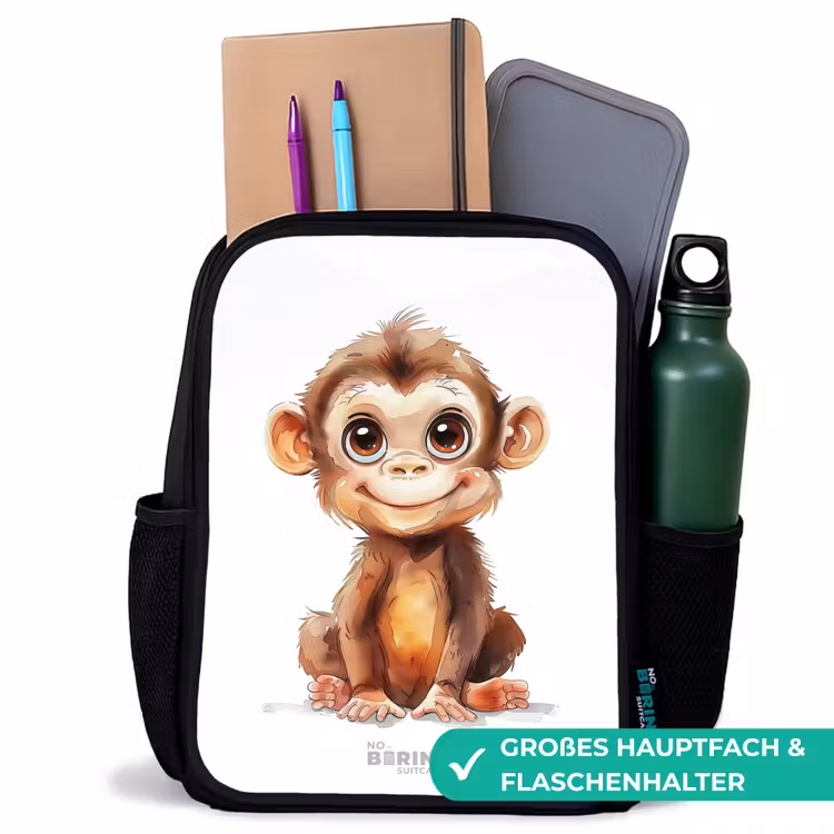 Baby aap Rugzak - Zwart middel -inhoud_DE