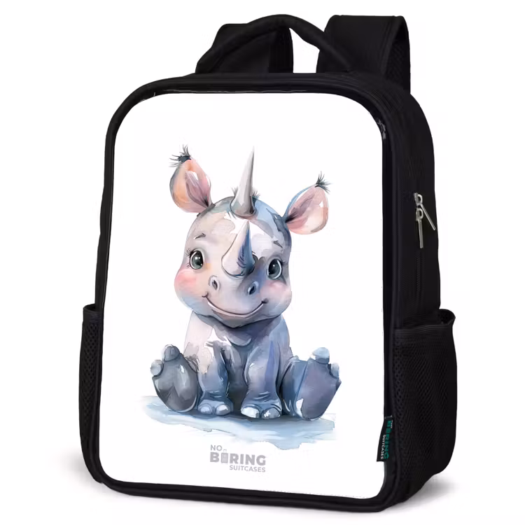 Baby neushoorn Rugzak - Zwart middel -schuin