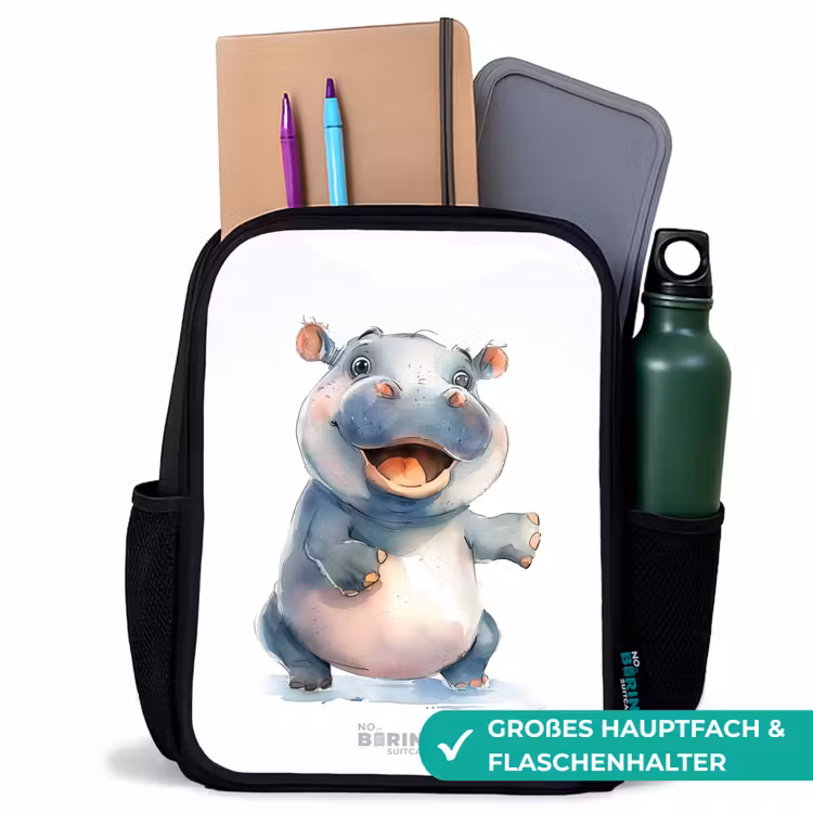 Baby nijlpaard Rugzak - Zwart middel -inhoud_DE