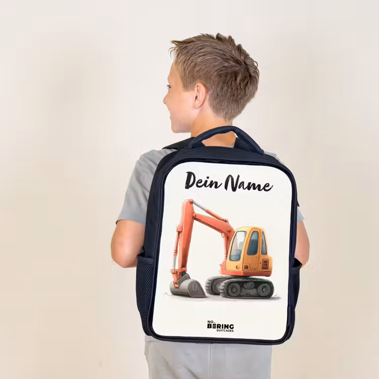 Graafmachine - Getekend - Oranje Rugzak - Zwart middel -sfeer2