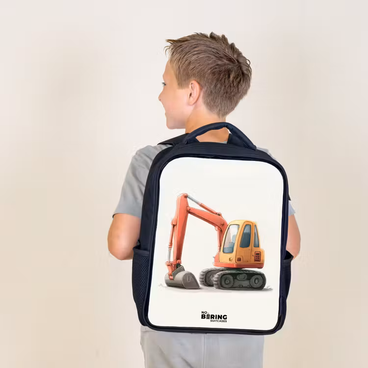 Graafmachine - Getekend - Oranje Rugzak - Zwart middel -sfeer2