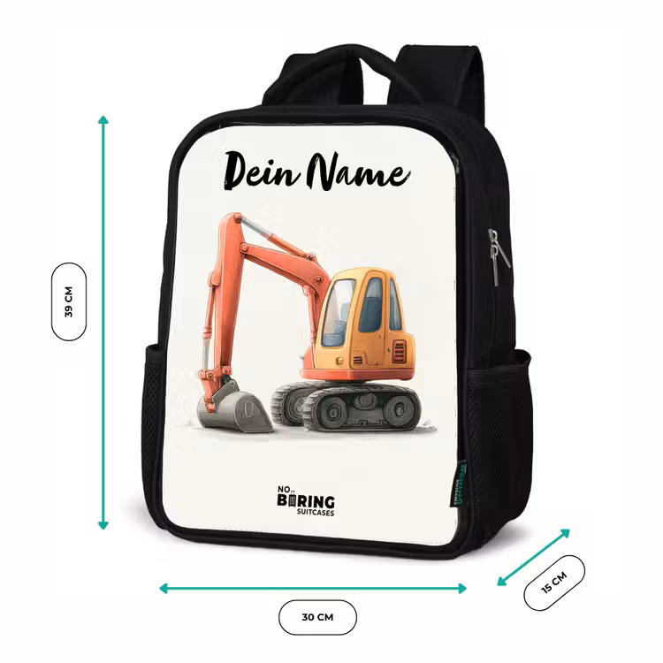 Graafmachine - Getekend - Oranje Rugzak - Zwart middel -productfoto_formaten