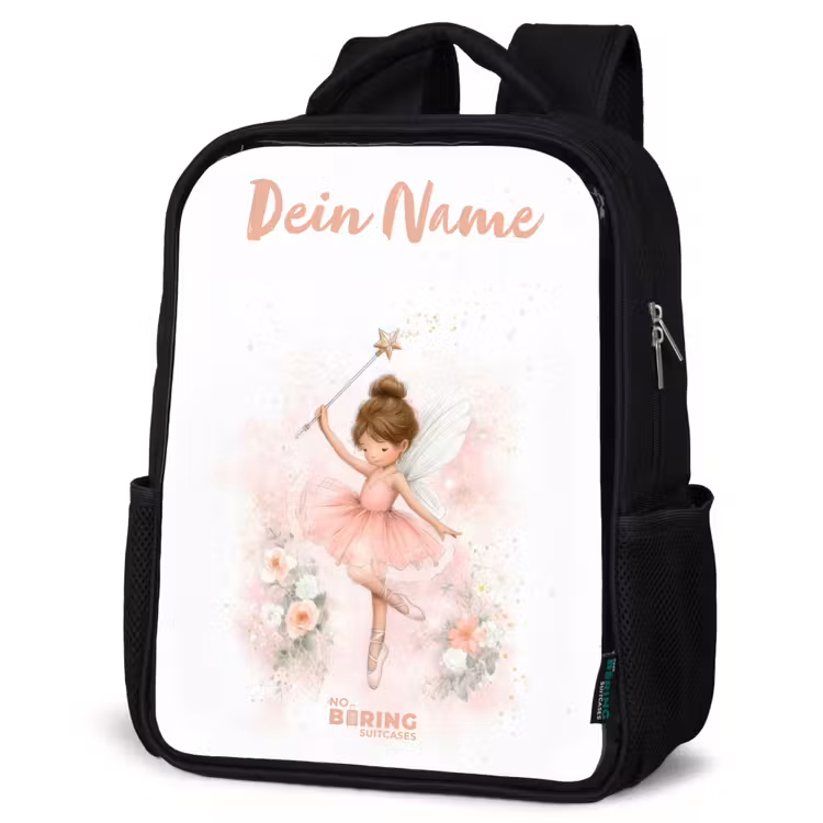 Ballerina fee in roze Rugzak - Zwart middel -schuin