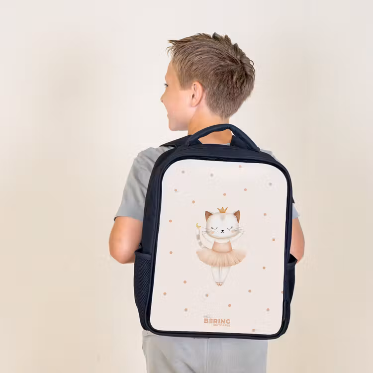 Ballerina kitten in beige kleuren Rugzak - Zwart middel -sfeer2
