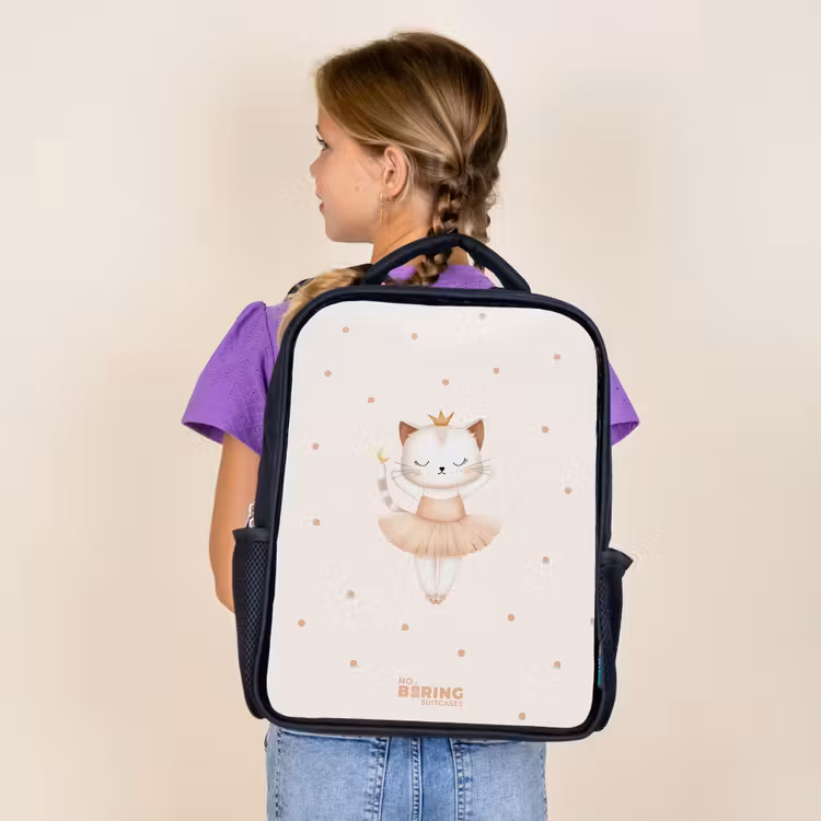 Ballerina kitten in beige kleuren Rugzak - Zwart middel -sfeer5