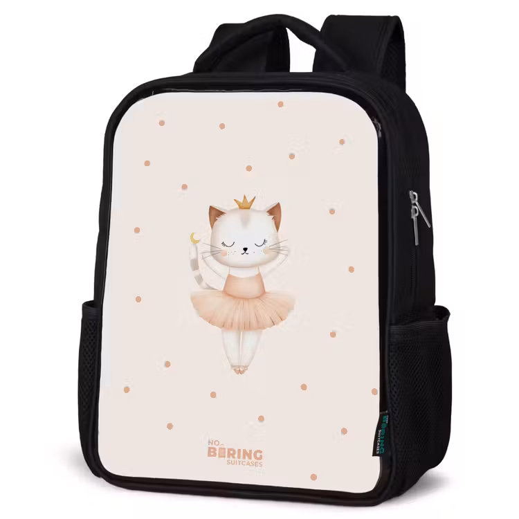 Ballerina kitten in beige kleuren Rugzak - Zwart middel -schuin