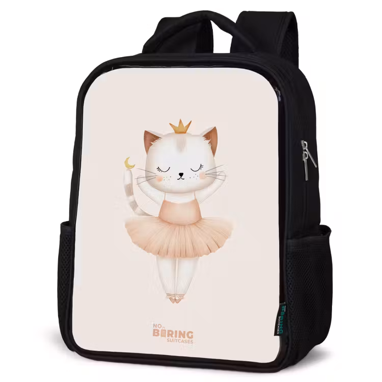 Ballerina kitten in beige kleuren Rugzak - Zwart middel -schuin