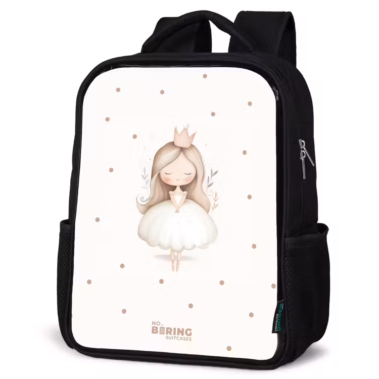 Ballerina prinses tussen beige stippen Rugzak - Zwart middel -schuin