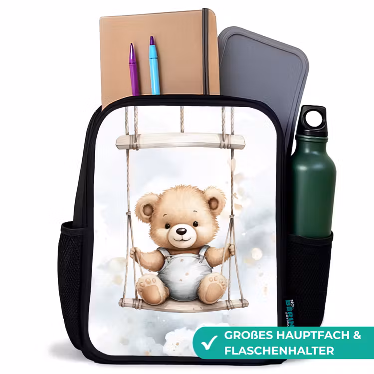 Beer - Baby - Dier - Kinderen Rugzak - Zwart middel -inhoud_DE