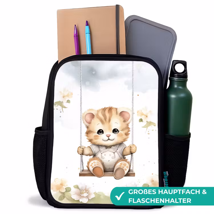 Beer - Baby - Dier - Kinderen Rugzak - Zwart middel -inhoud_DE