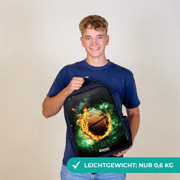 Basketbal in vlammen en explosieve energie Rugzak - Zwart middel -sfeer7_DE