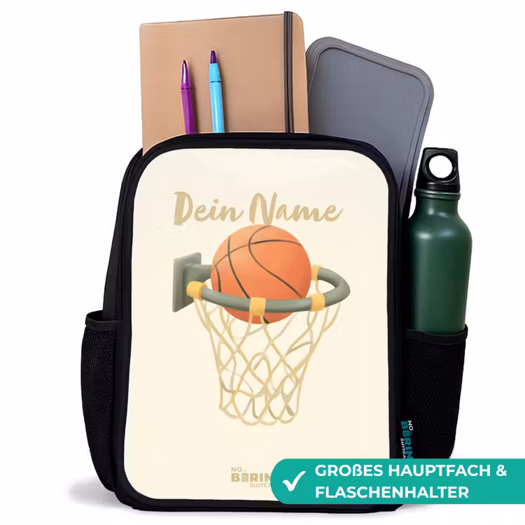 Basketbal in neutrale kleuren Rugzak - Zwart middel -inhoud_DE