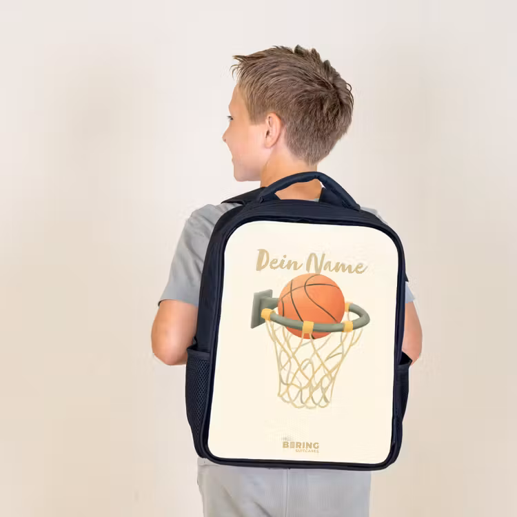 Basketbal in neutrale kleuren Rugzak - Zwart middel -sfeer2