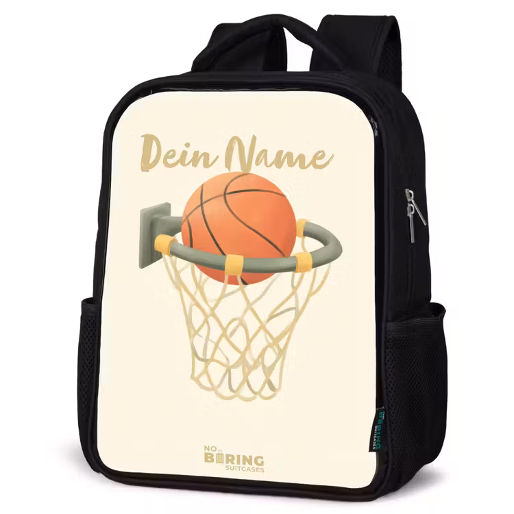 Basketbal in neutrale kleuren Rugzak - Zwart middel -schuin