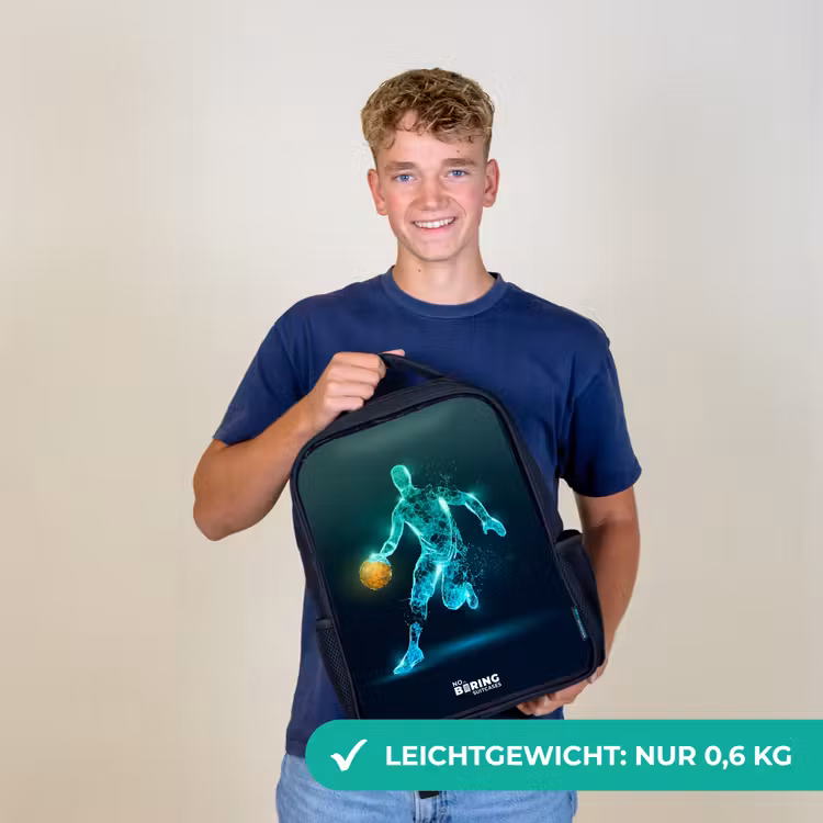 Basketbalspeler in neon dribbelactie Rugzak - Zwart middel -sfeer7_DE