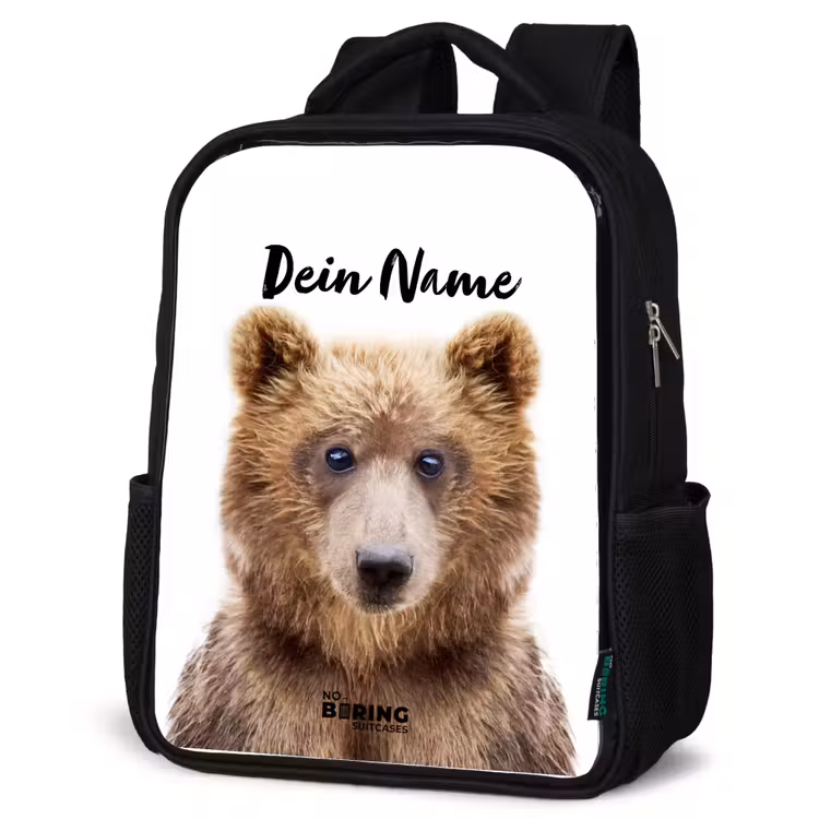 Bennie Beer Rugzak - Zwart middel -schuin