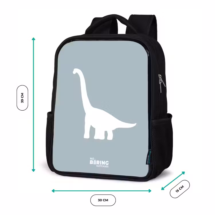 Blauw met Brachiosaurus dino Rugzak - Zwart middel -productfoto_formaten