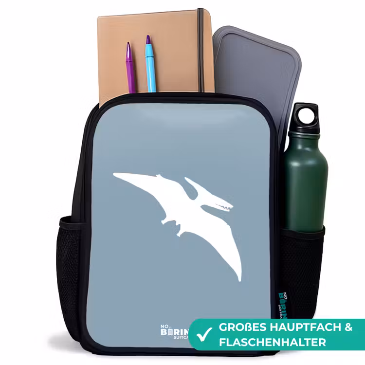 Blauw met Pteranodon dino Rugzak - Zwart middel -inhoud_DE