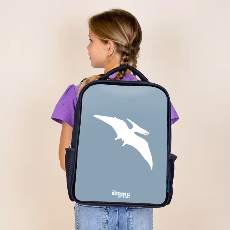 Blauw met Pteranodon dino Rugzak - Zwart middel -sfeer5