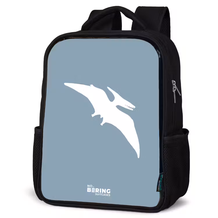Blauw met Pteranodon dino Rugzak - Zwart middel -schuin