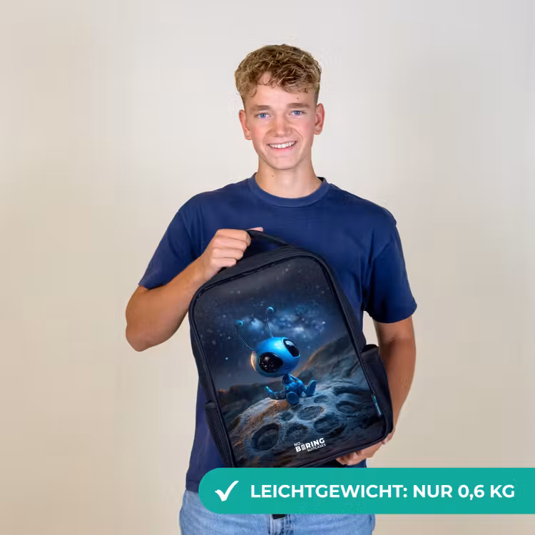 Blauw buitenaards wezentje onder sterrenhemel Rugzak - Zwart middel -sfeer7_DE
