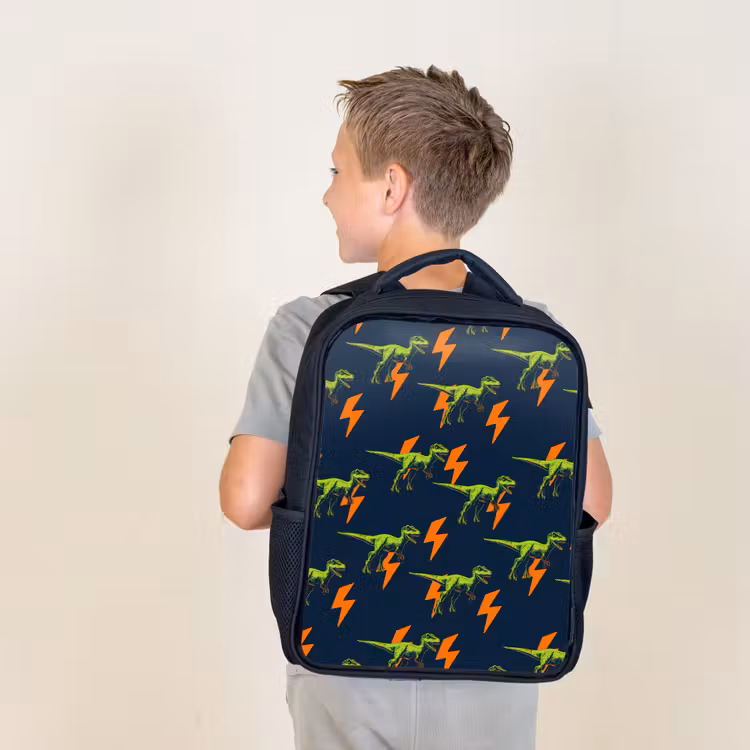 Bliksemschichten - Oranje - Dinosaurussen Rugzak - Zwart middel -sfeer2