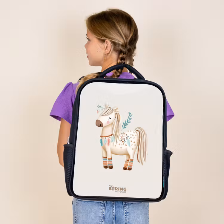Bohemian paard in beige tinten Rugzak - Zwart middel -sfeer5
