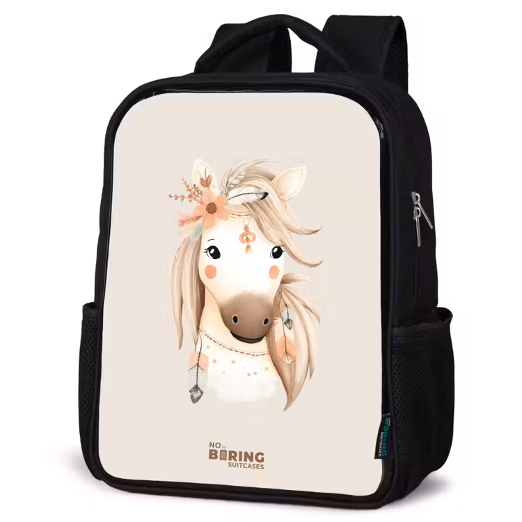 Bohemian paard in pastel kleuren Rugzak - Zwart middel -schuin
