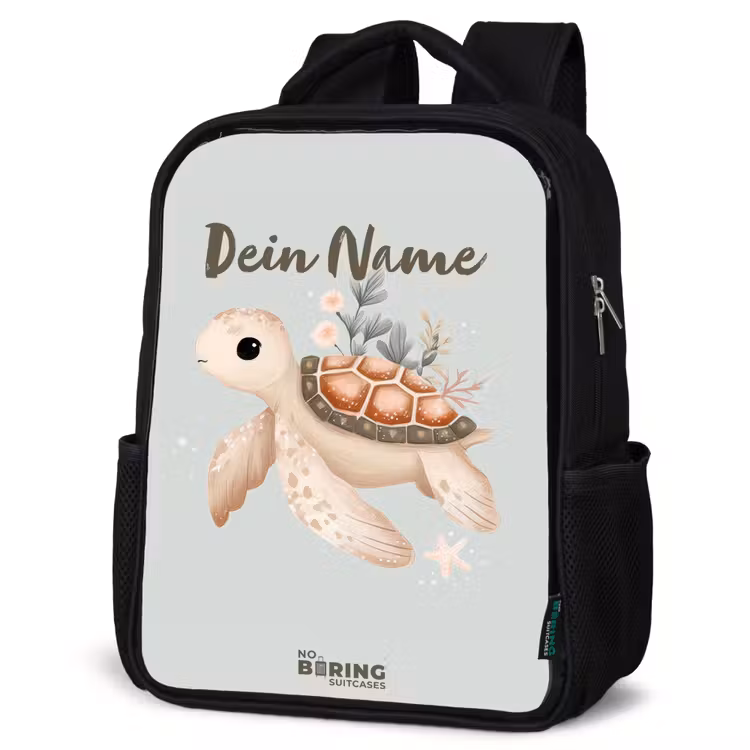 Bruine zeeschildpad in pastel onderwaterwereld Rugzak - Zwart middel -schuin