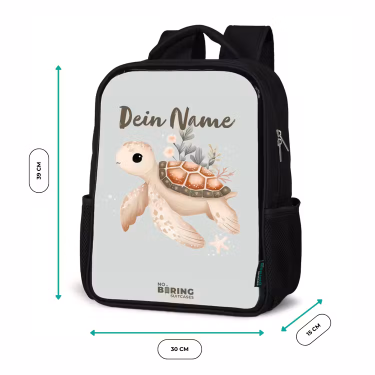Bruine zeeschildpad in pastel onderwaterwereld Rugzak - Zwart middel -productfoto_formaten