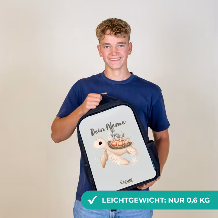 Bruine zeeschildpad in pastel onderwaterwereld Rugzak - Zwart middel -sfeer7_DE
