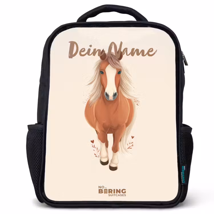 Bruin paard in gallop Rugzak - Zwart middel -3d