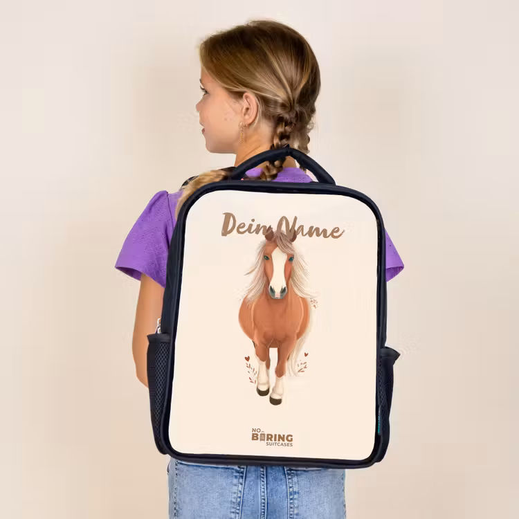 Bruin paard in gallop Rugzak - Zwart middel -sfeer5