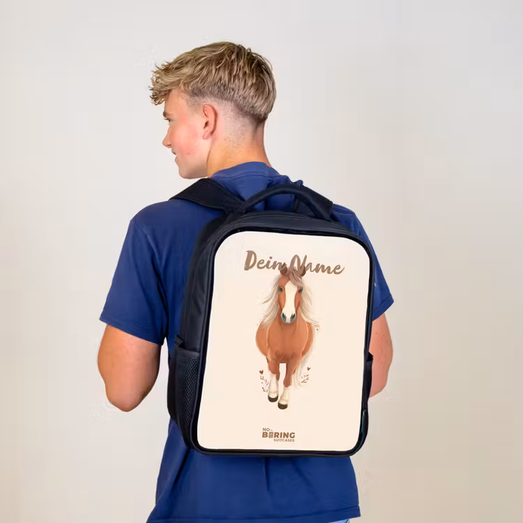 Bruin paard in gallop Rugzak - Zwart middel -sfeer8