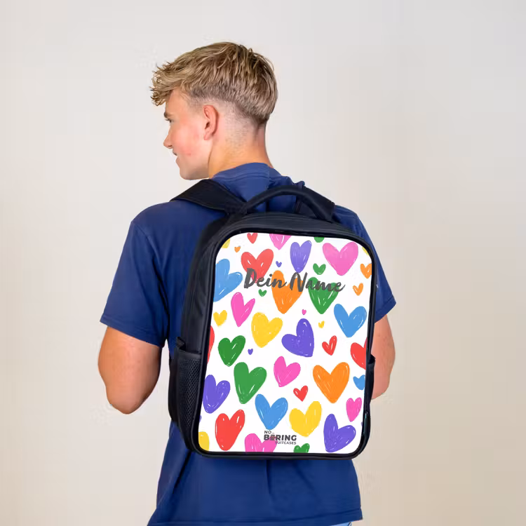 Gekleurde hartjes Rugzak - Zwart middel -sfeer8