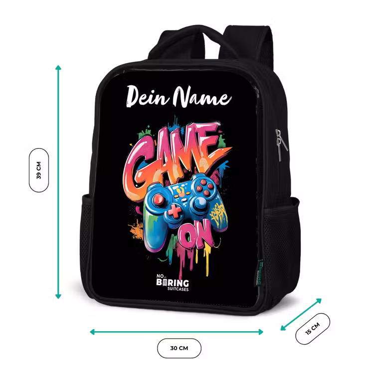 Controller - Game - Graffiti - Tekst Rugzak - Zwart middel -productfoto_formaten
