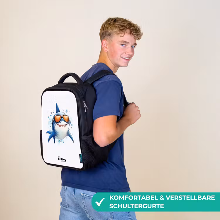 Coole haai met zonnebril in het water Rugzak - Zwart middel -sfeer9_DE