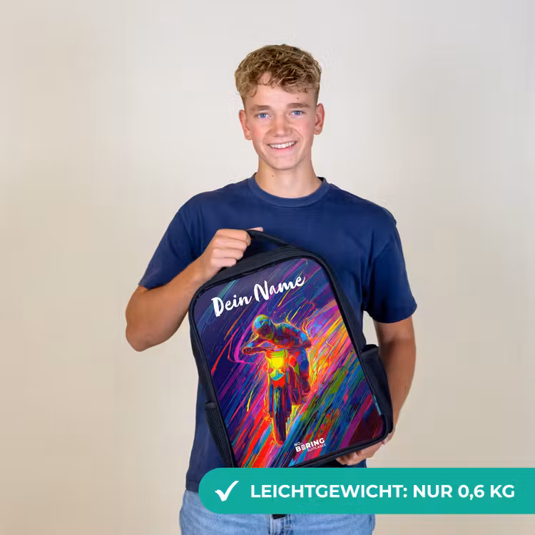 Crossmotor - Neonkleuren - Lijnen - Helm Rugzak - Zwart middel -sfeer7_DE