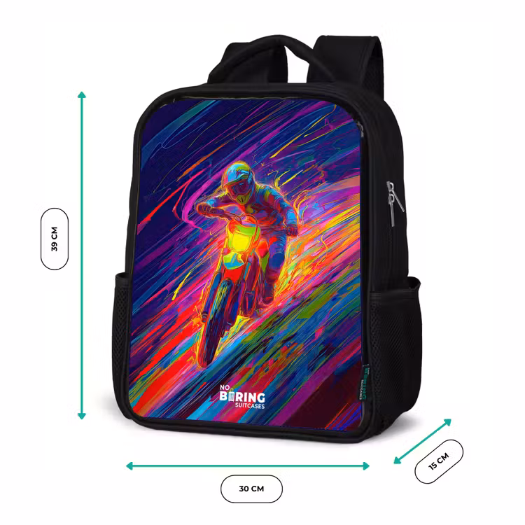 Crossmotor - Neonkleuren - Lijnen - Helm Rugzak - Zwart middel -productfoto_formaten
