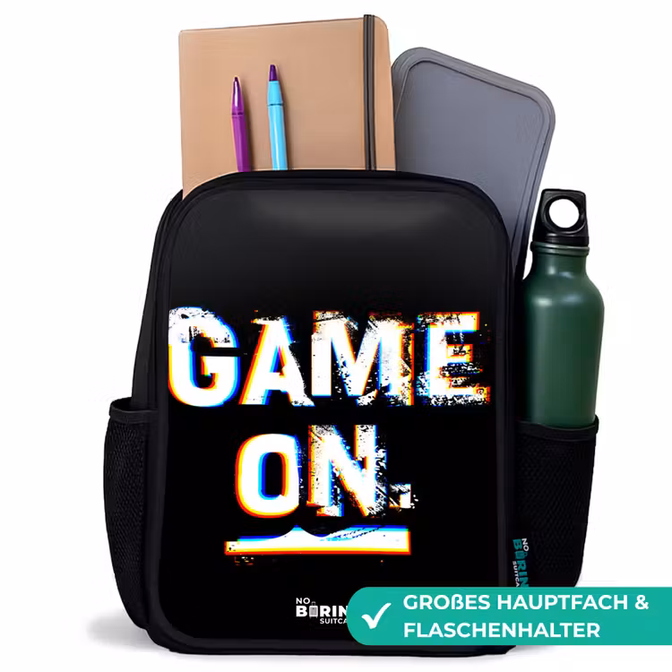 Game on in zwart wit Rugzak - Zwart middel -inhoud_DE