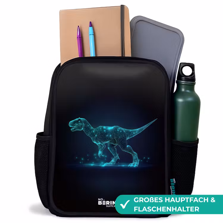 Digitale T-Rex in blauw lichtveld Rugzak - Zwart middel -inhoud_DE