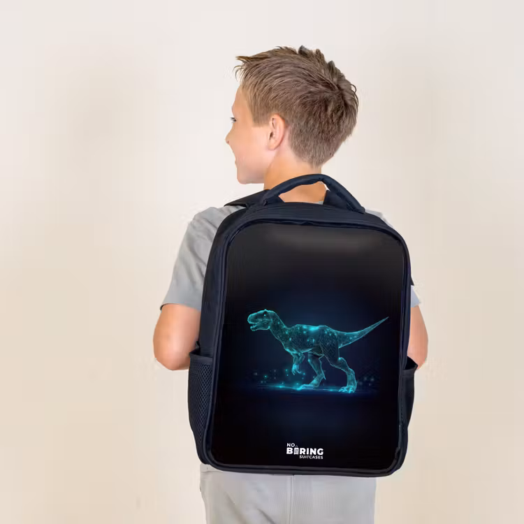 Digitale T-Rex in blauw lichtveld Rugzak - Zwart middel -sfeer2